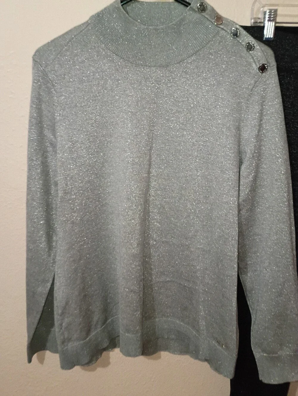 SIZE LARGE SET Calvin Klein Silver Sparkle Sweater & Old Navy Metallic Leggings
